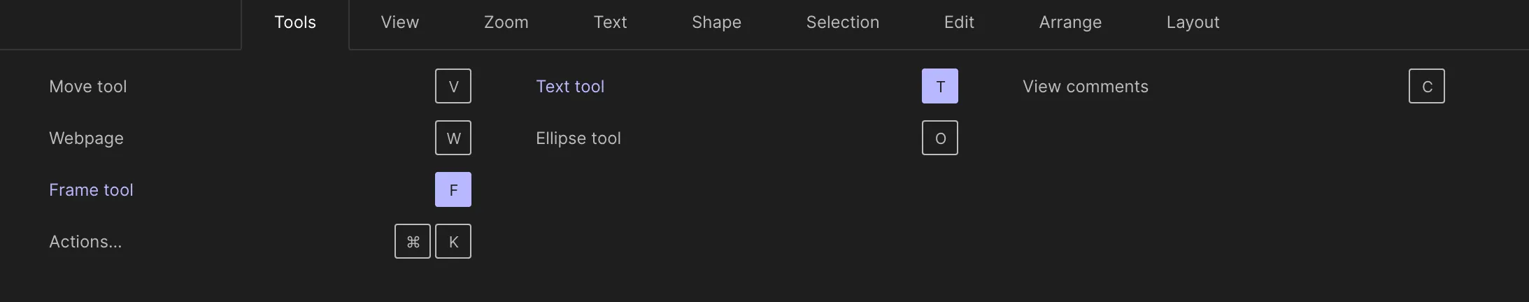 Figma Sites shortcuts