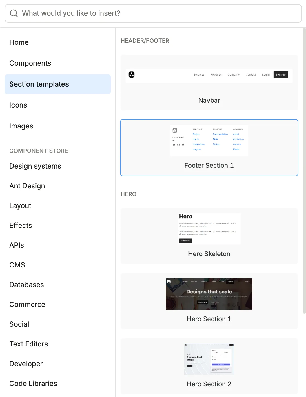 Plasmic section templates