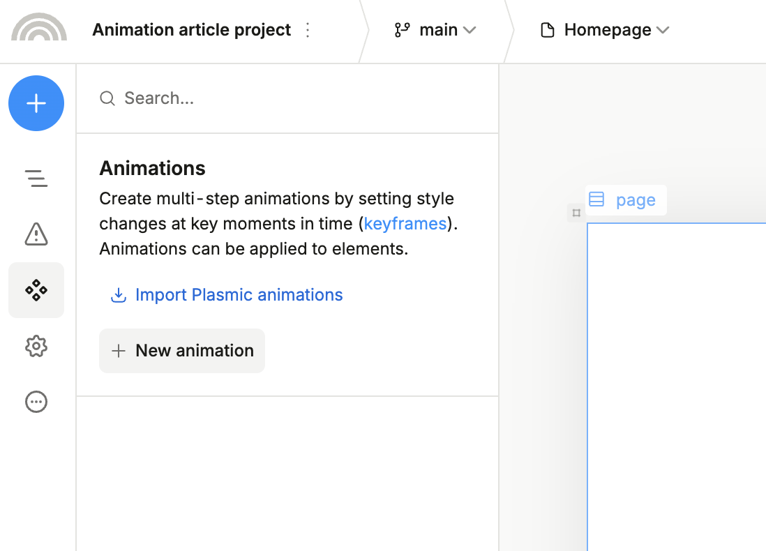Import Plasmic animations