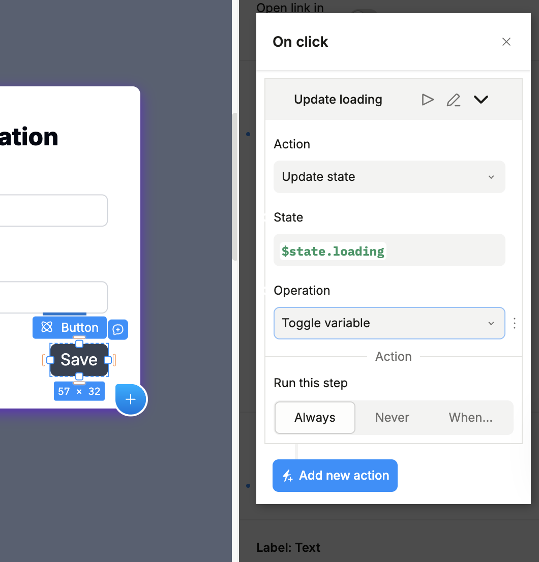 On click interaction setup