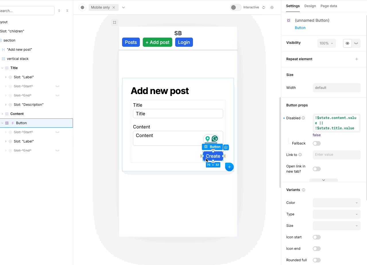 Create post interaction
