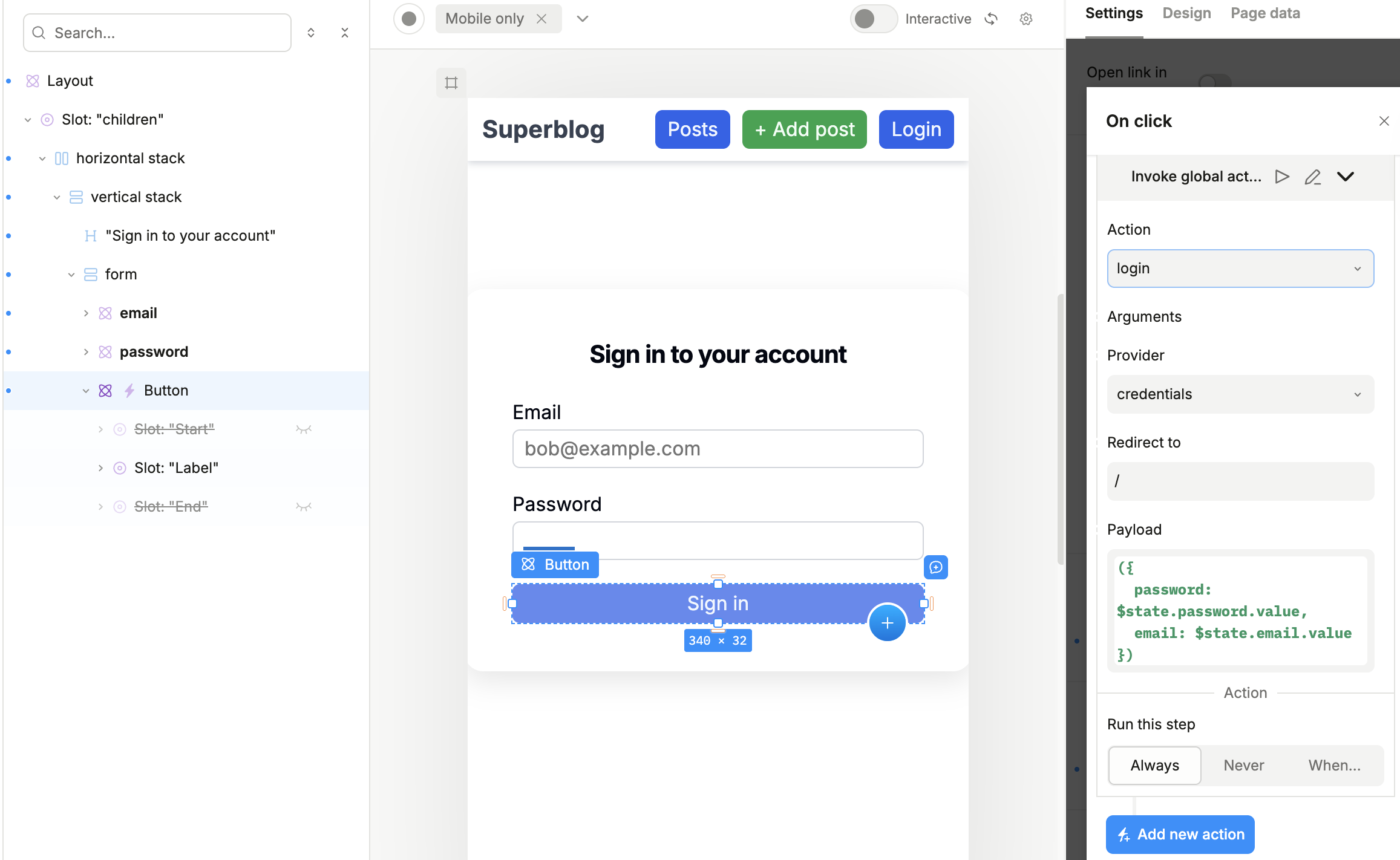 Login form