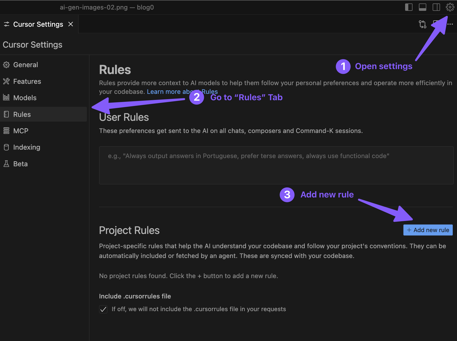 Cursor settings